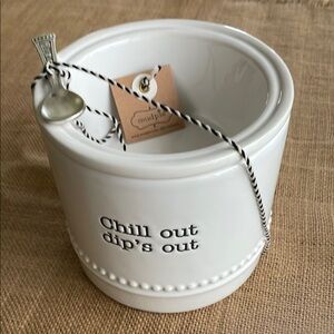 Mudpie White Dip Bowl with Spoon